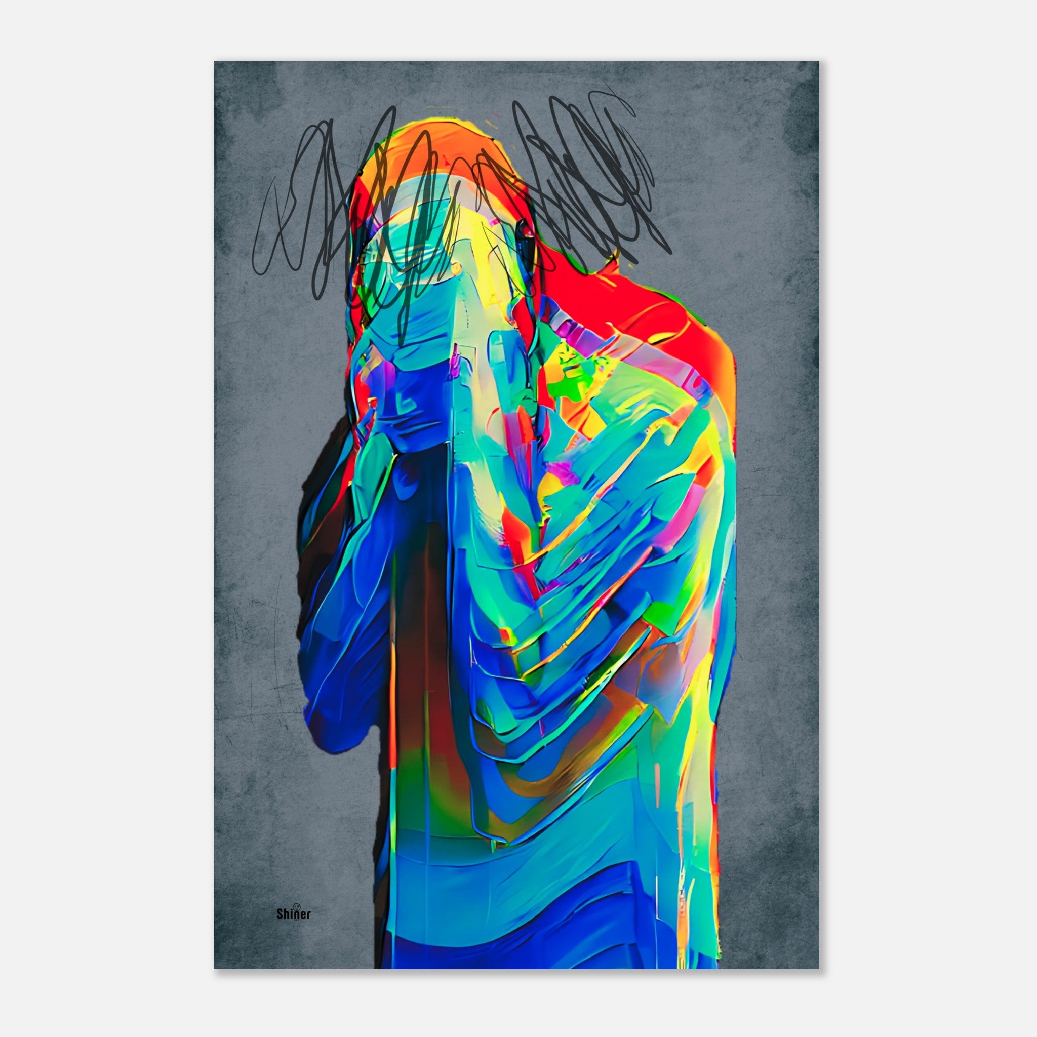 Modern Art Poster – Stress, Confusion & Anger Depiction for Office