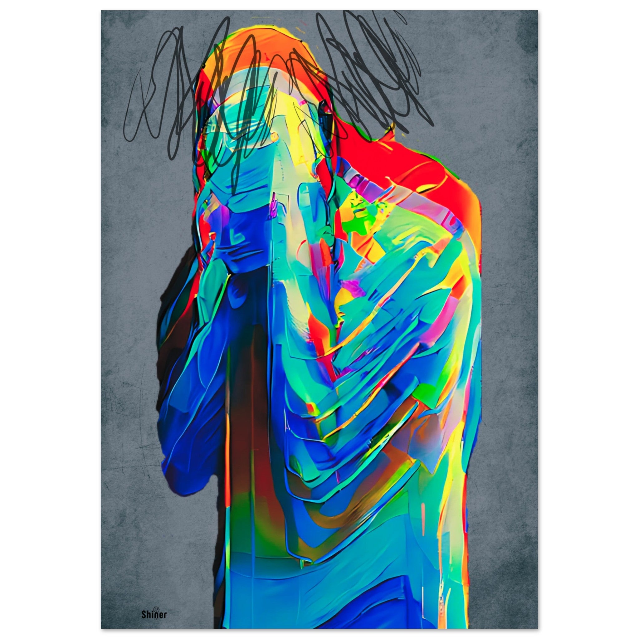 Modern Art Poster – Stress, Confusion & Anger Depiction for Office